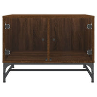 Tavolino Salotto con Ante in Vetro Rovere Marrone 68,5x50x50cm 836545