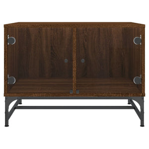 Tavolino Salotto con Ante in Vetro Rovere Marrone 68,5x50x50cm 836545