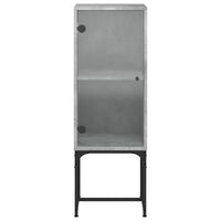 Mobile con Anta in Vetro Grigio Cemento 35x37x100 cm 836556