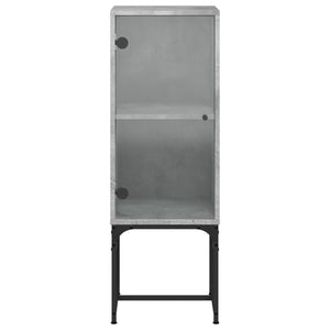 Mobile con Anta in Vetro Grigio Cemento 35x37x100 cm 836556