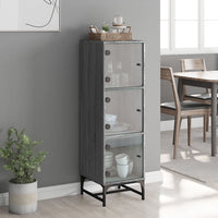 Credenza con Ante in Vetro Grigio Sonoma 35x37x120 cm 836565