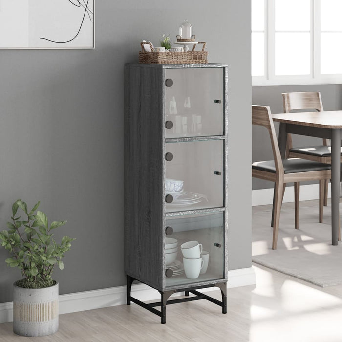 Credenza con Ante in Vetro Grigio Sonoma 35x37x120 cm 836565