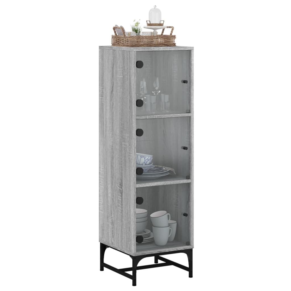 Credenza con Ante in Vetro Grigio Sonoma 35x37x120 cm 836565