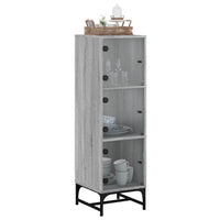 Credenza con Ante in Vetro Grigio Sonoma 35x37x120 cm 836565