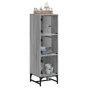 Credenza con Ante in Vetro Grigio Sonoma 35x37x120 cm 836565