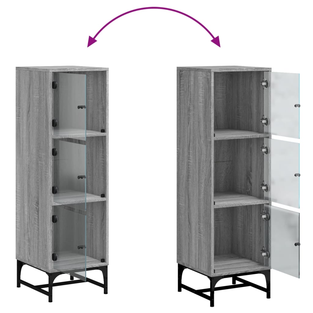 Credenza con Ante in Vetro Grigio Sonoma 35x37x120 cm 836565