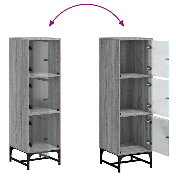 Credenza con Ante in Vetro Grigio Sonoma 35x37x120 cm 836565