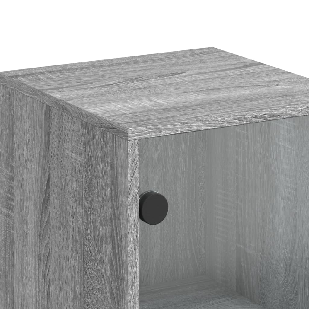 Credenza con Ante in Vetro Grigio Sonoma 35x37x120 cm 836565