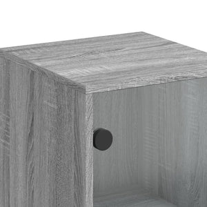 Credenza con Ante in Vetro Grigio Sonoma 35x37x120 cm 836565