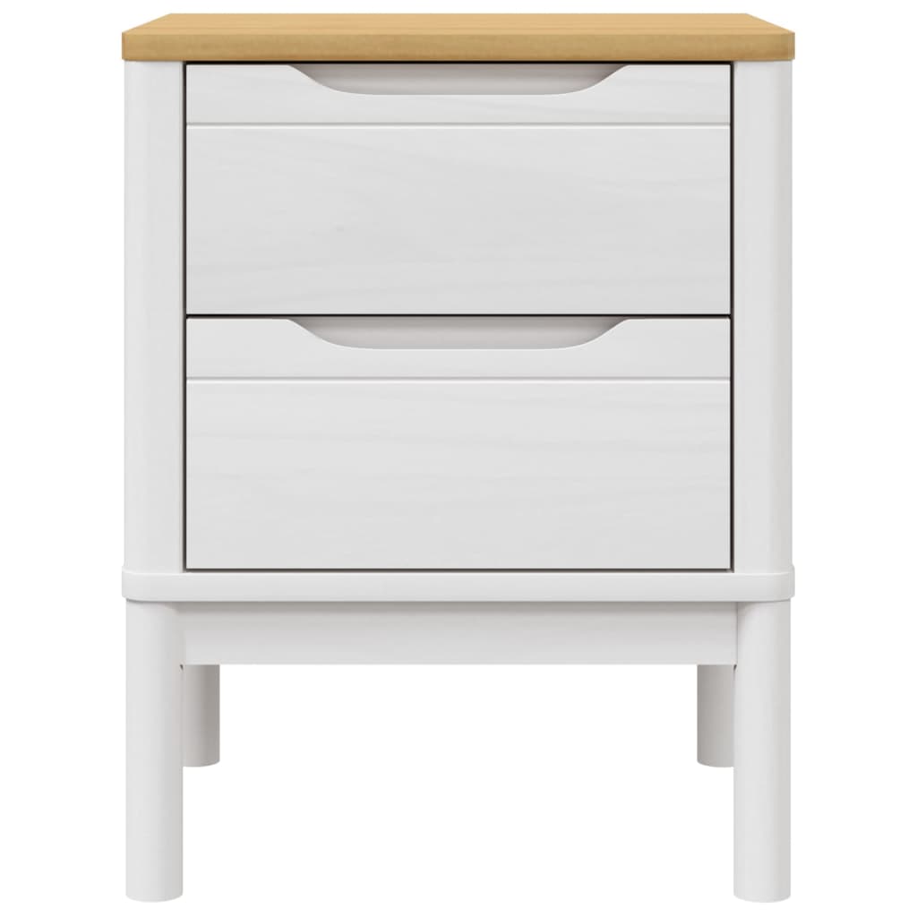 Comodino FLORO Bianco 45x39x57 cm in Legno Massello di Pino 374003