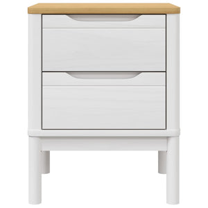 Comodino FLORO Bianco 45x39x57 cm in Legno Massello di Pino 374003