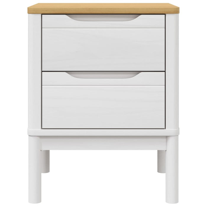 Comodino FLORO Bianco 45x39x57 cm in Legno Massello di Pino 374003