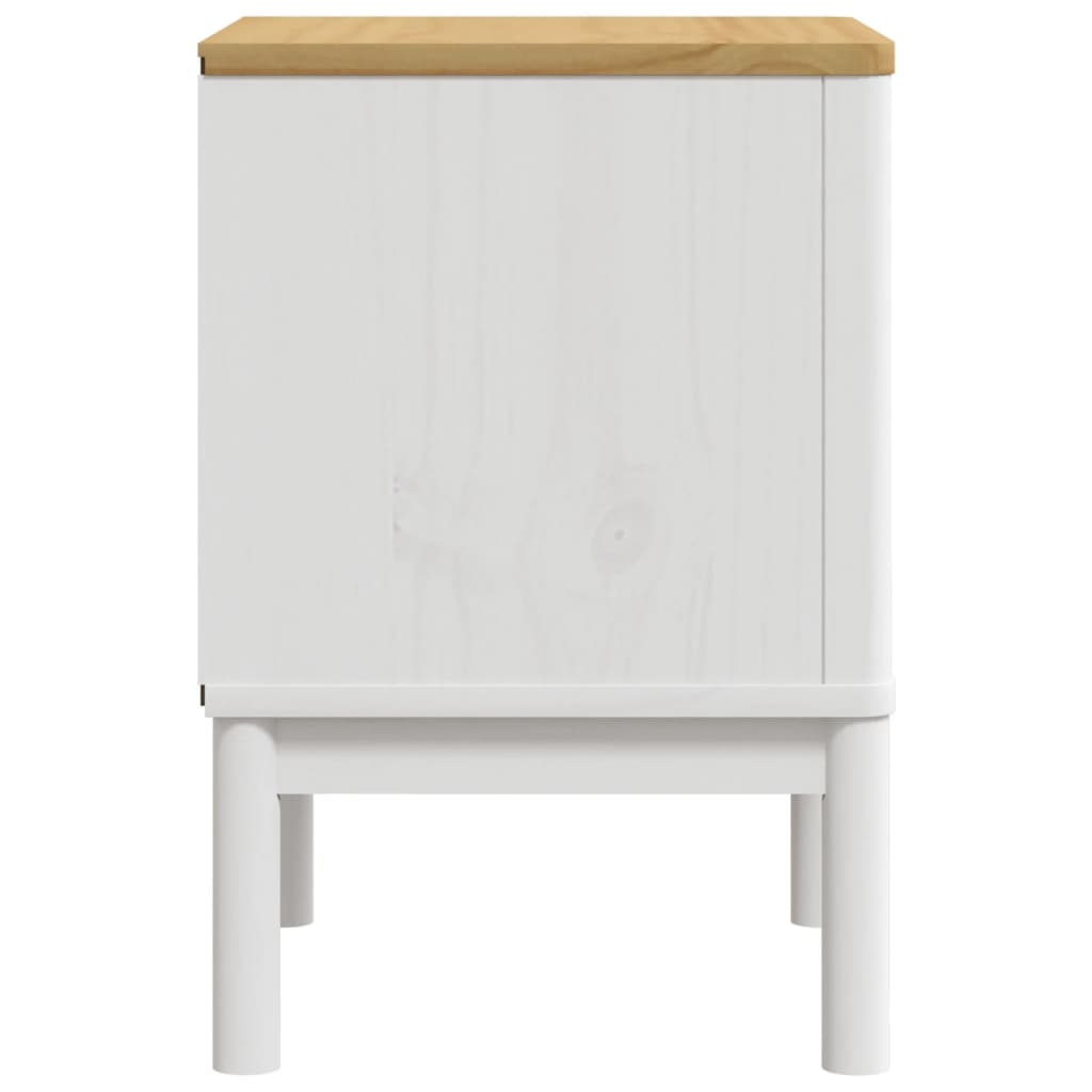 Comodino FLORO Bianco 45x39x57 cm in Legno Massello di Pino 374003