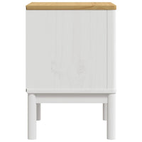Comodino FLORO Bianco 45x39x57 cm in Legno Massello di Pino 374003