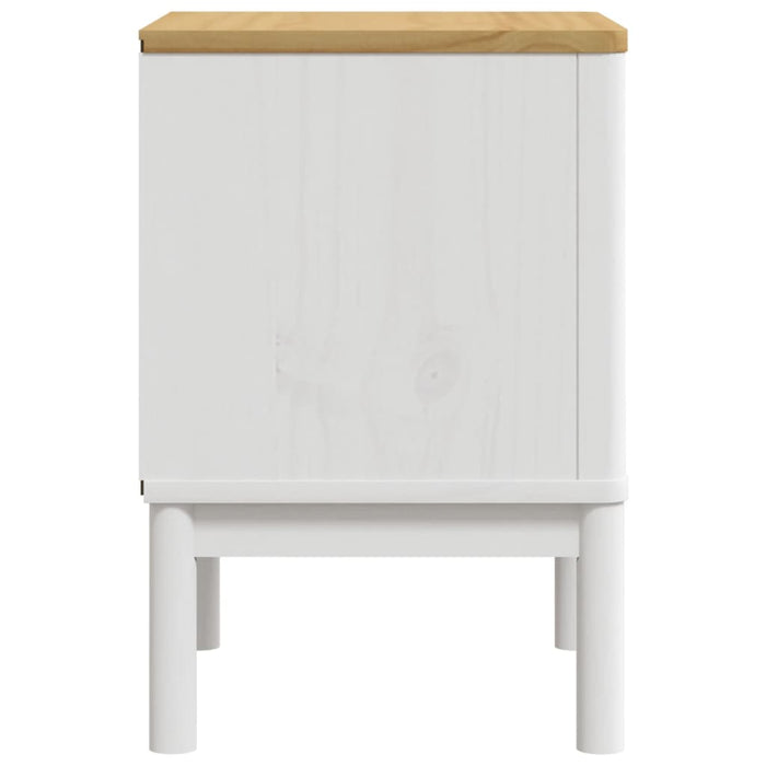 Comodino FLORO Bianco 45x39x57 cm in Legno Massello di Pino 374003
