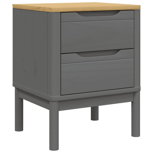 Comodino FLORO Grigio 45x39x57 cm in Legno Massello di Pino