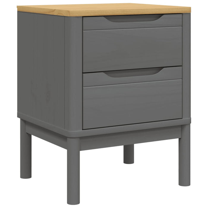 Comodino FLORO Grigio 45x39x57 cm in Legno Massello di Pino