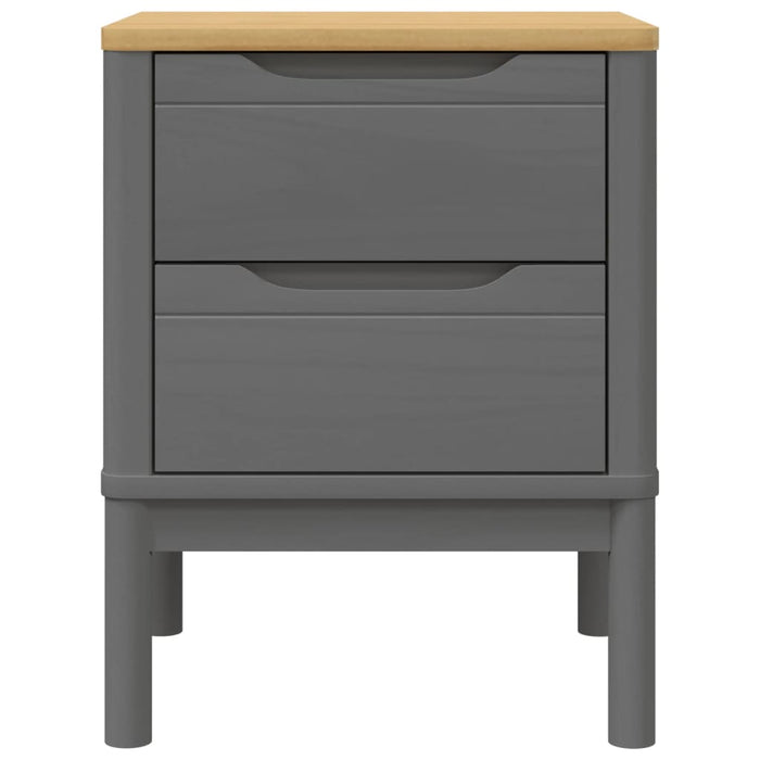 Comodino FLORO Grigio 45x39x57 cm in Legno Massello di Pino