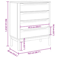 Cassettiera FLORO Grigia in Legno Massello di Pino 374010