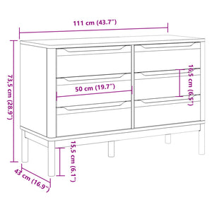 Cassettiera FLORO Marrone Cera in Legno Masselo di Pino