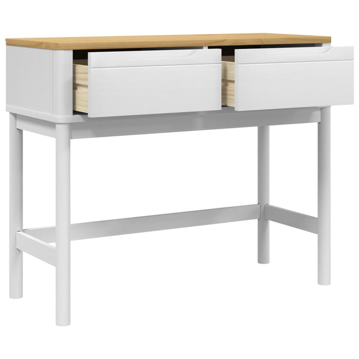 Tavolo Consolle FLORO Bianco 89,5x36,5x73cm Legno Massello Pino