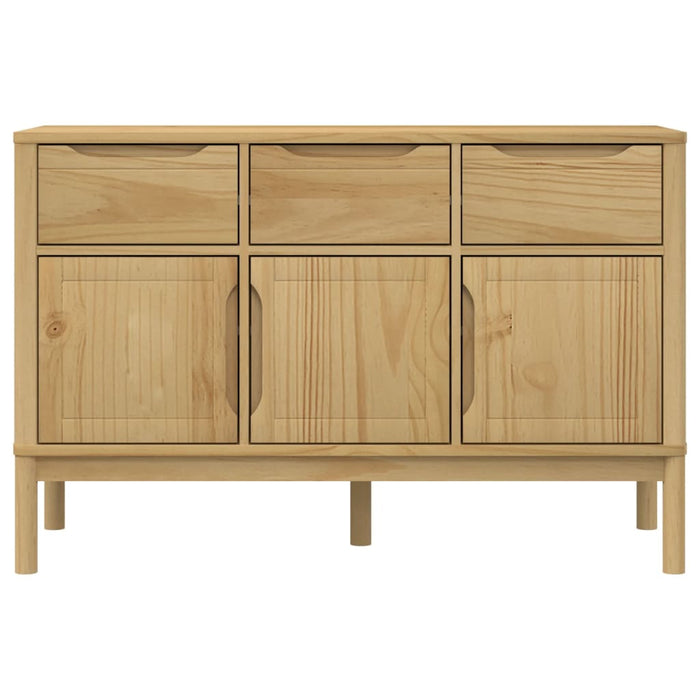 Buffet credenza cassettiera armadio mobile contenitore organizer cucina soggiorno salotto finitura a cera 114 x 43 x 74 cm legno di pino massello marrone 02_0031758