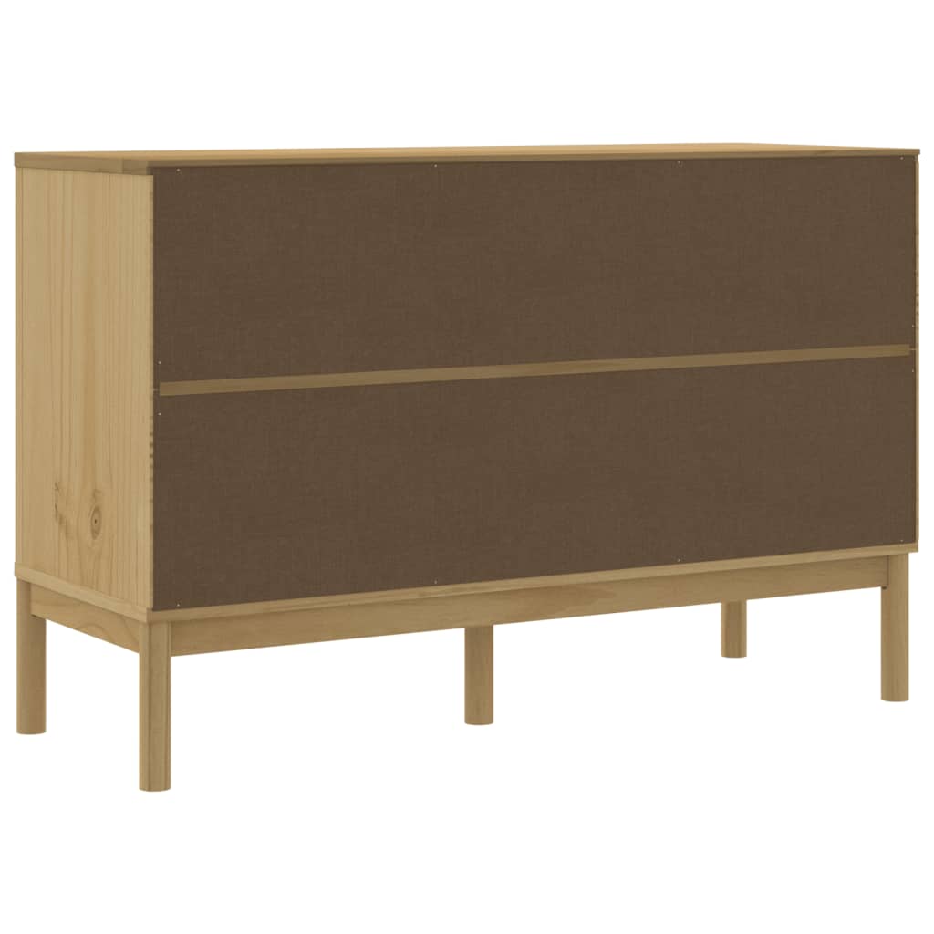 Buffet credenza cassettiera armadio mobile contenitore organizer cucina soggiorno salotto finitura a cera 114 x 43 x 74 cm legno di pino massello marrone 02_0031758