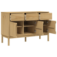 Buffet credenza cassettiera armadio mobile contenitore organizer cucina soggiorno salotto finitura a cera 114 x 43 x 74 cm legno di pino massello marrone 02_0031758