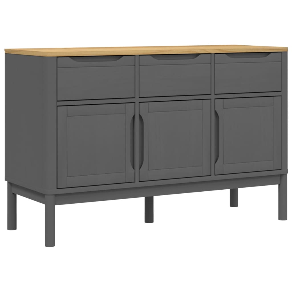 Credenza FLORO Grigia 114x43x74 cm in Legno Massello di Pino 374025