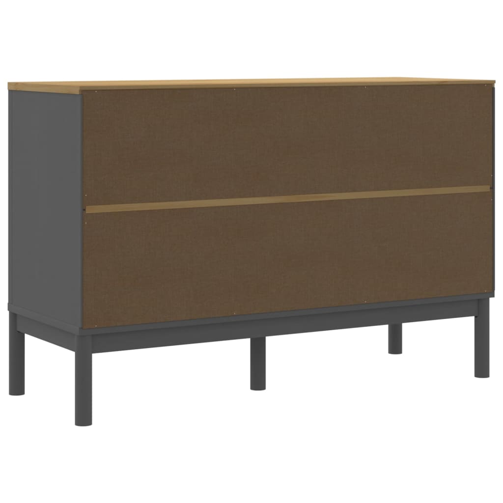 Credenza FLORO Grigia 114x43x74 cm in Legno Massello di Pino 374025