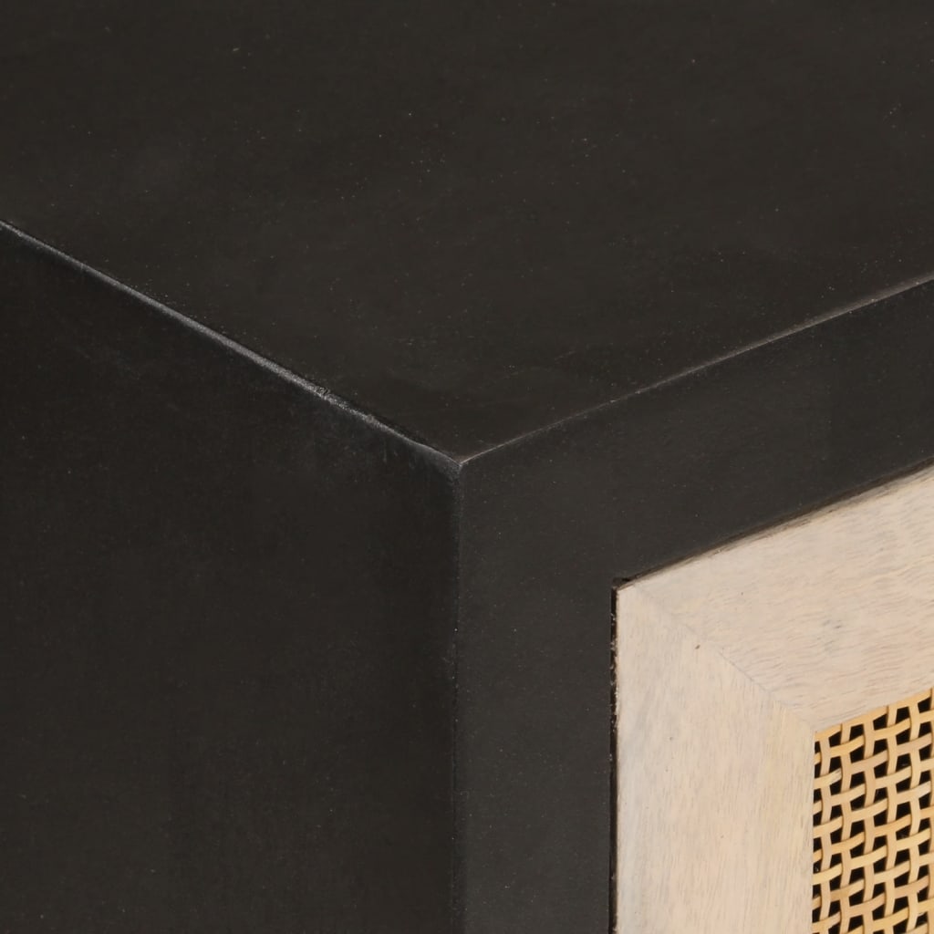 Credenza-Buffet-Armadio da cucina Nera 55x30x76 cm in Legno Massello di Mango e Ferro 389955