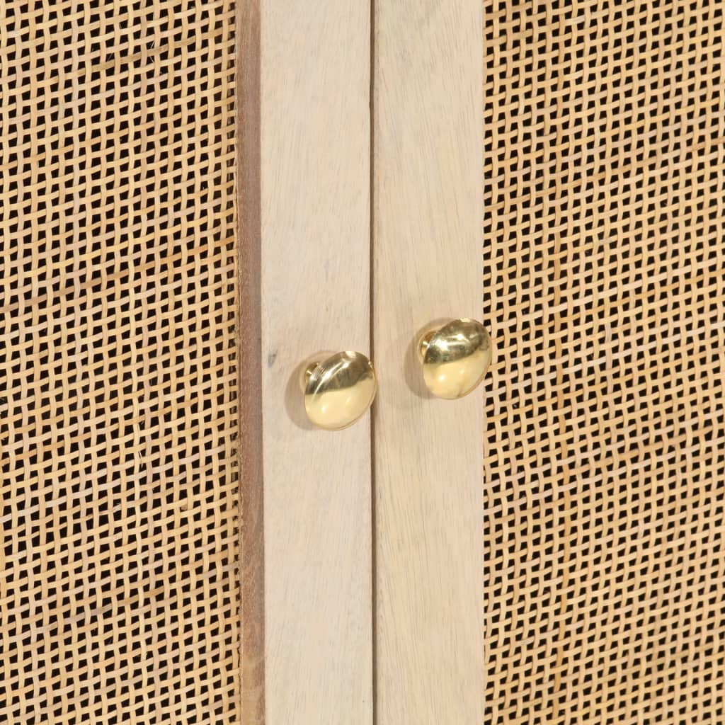 Credenza-Buffet-Armadio da cucina Nera 55x30x76 cm in Legno Massello di Mango e Ferro 389955