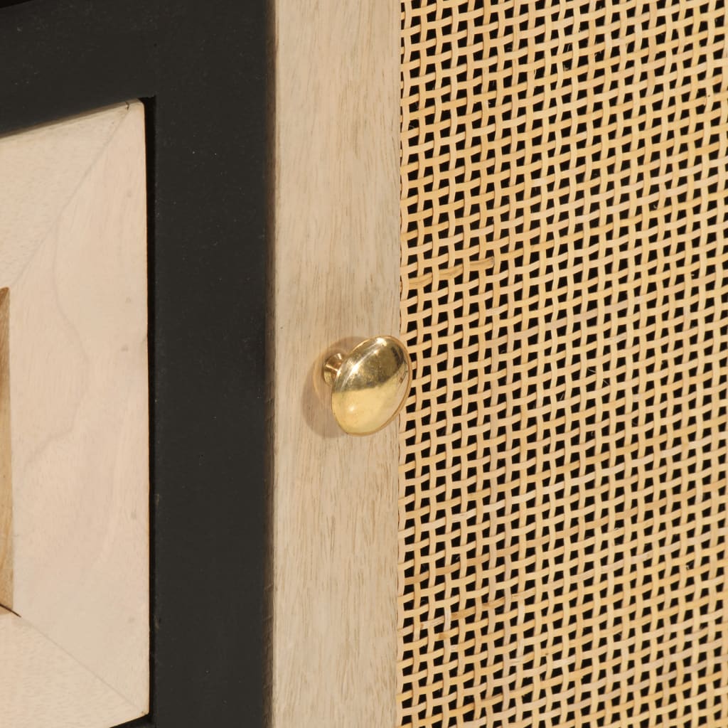 Credenza Nera 55x30x76 cm in Legno Massello di Mango e Ferro 372001