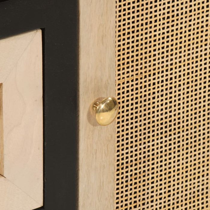 Credenza Nera 55x30x76 cm in Legno Massello di Mango e Ferro 372001