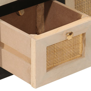 Credenza Nera 55x30x76 cm in Legno Massello di Mango e Ferro 372001