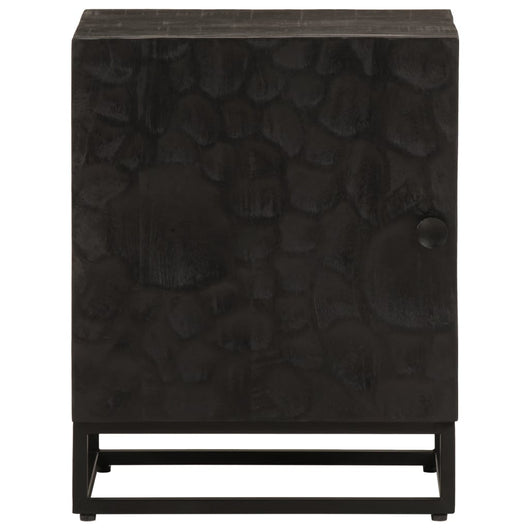 Comodino Nero 40x30x50 cm in Legno Massello di Mango e Ferro 372004