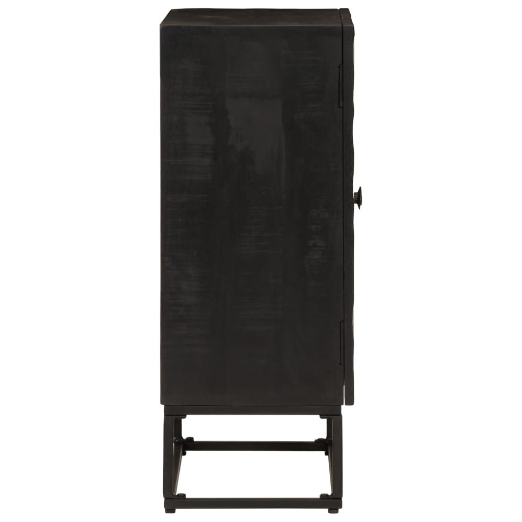 Credenza Nera 55x30x76 cm in Legno Massello di Mango e Ferro 372005