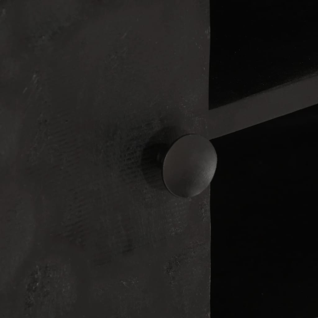 Mobile TV Nero 110x30x40 cm in Legno Massello di Mango e Ferro 372007