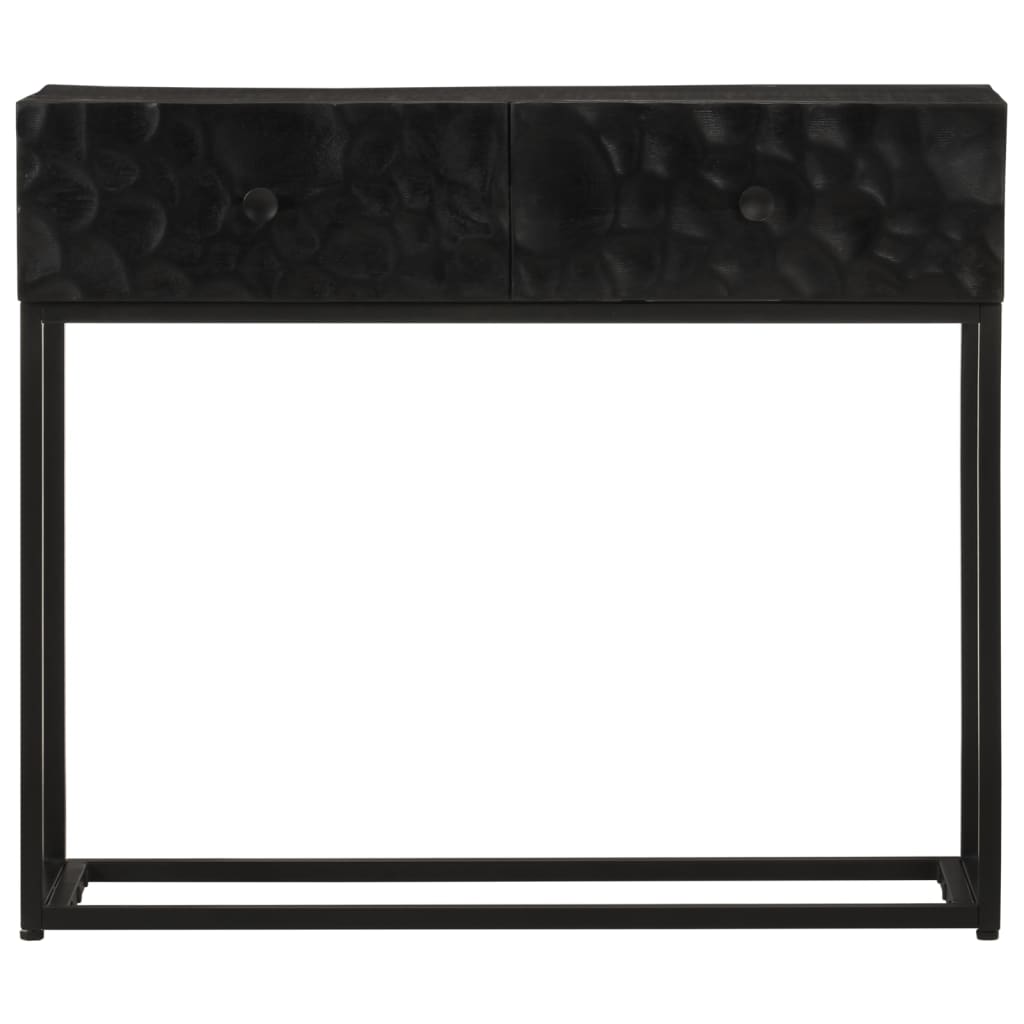 Tavolo Consolle Nero 90x30x76cm Legno Massello di Mango e Ferro 372008