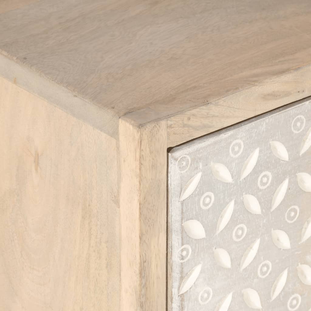 Comodino 40x30x50 cm in Legno Massello di Mango e Ferro