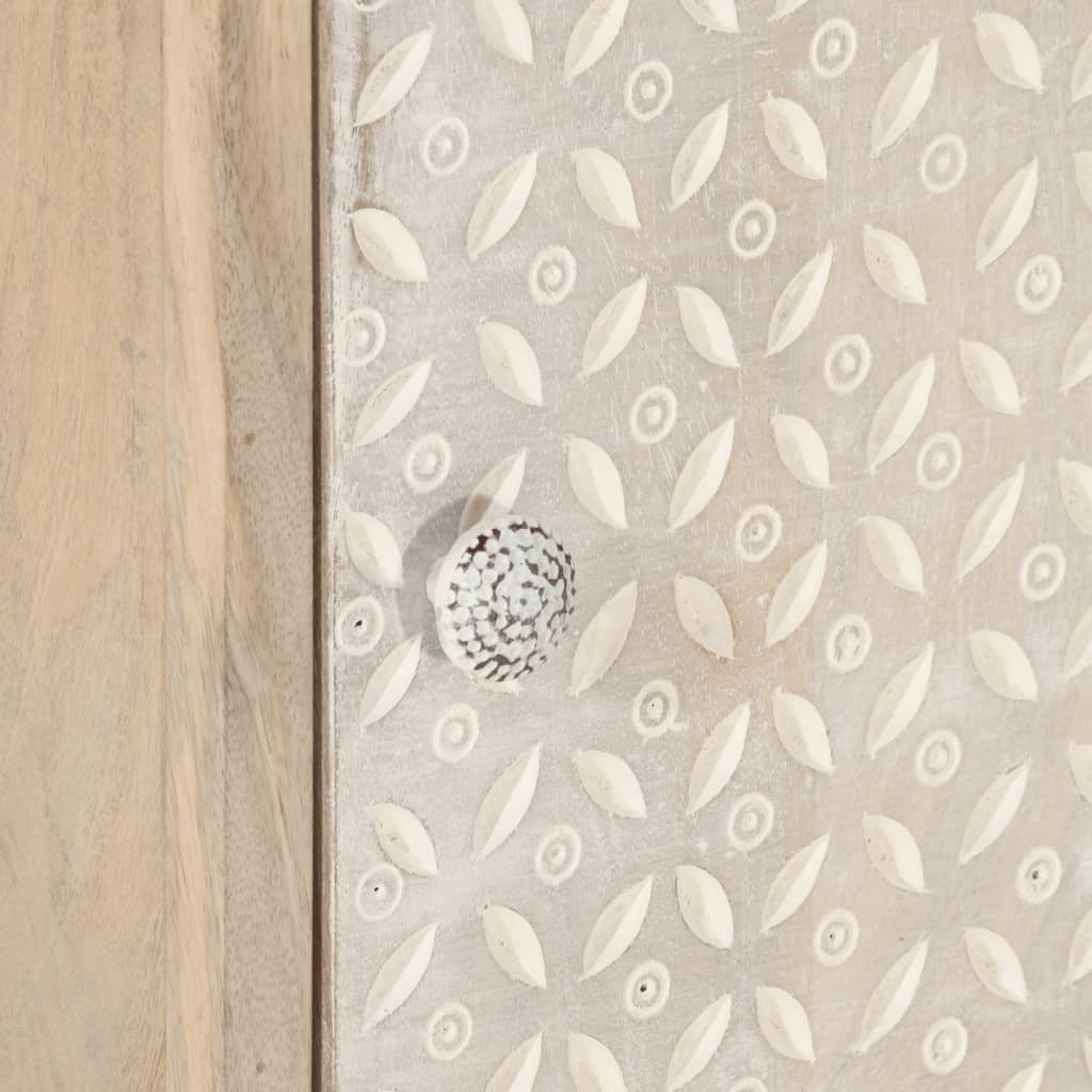 Comodino 40x30x50 cm in Legno Massello di Mango e Ferro 372009