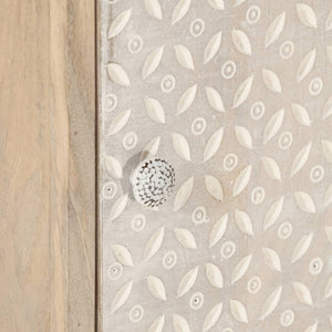 Comodino 40x30x50 cm in Legno Massello di Mango e Ferro 372009