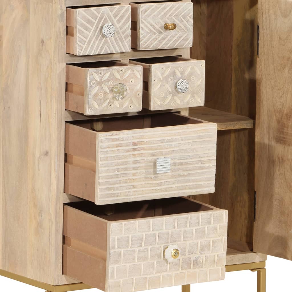 Credenza 55x30x76 cm in Legno Massello di Mango e Ferro 372010