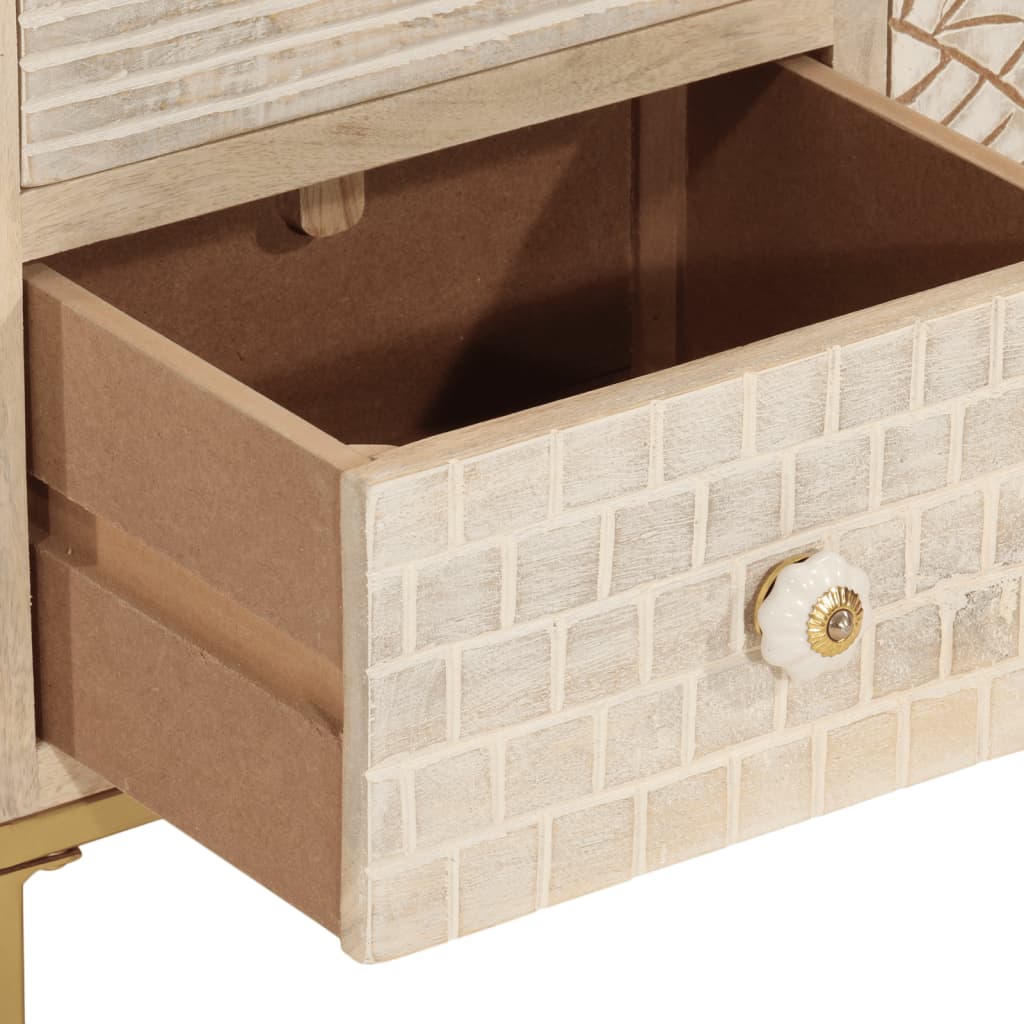 Credenza 55x30x76 cm in Legno Massello di Mango e Ferro 372010