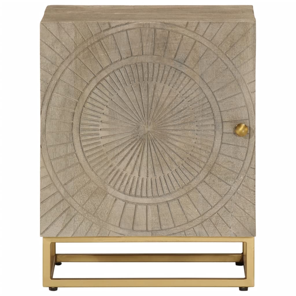 Comodino-Tavolino da notte 40x30x50 cm in Legno Massello di Mango e Ferro 752359