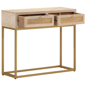 Tavolo Consolle 90x30x76 cm in Legno Massello di Mango e Ferro 372023