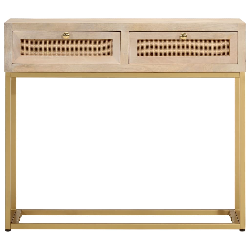 Tavolo Consolle 90x30x76 cm in Legno Massello di Mango e Ferro 372023