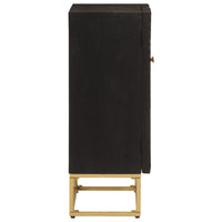 Credenza Nera 55x30x76 cm in Legno Massello di Mango e Ferro 372026
