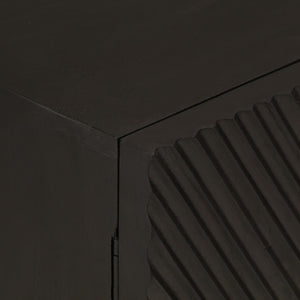 Credenza-Buffet-Armadio da cucina Nera 55x30x76 cm in Legno Massello di Mango e Ferro 465448