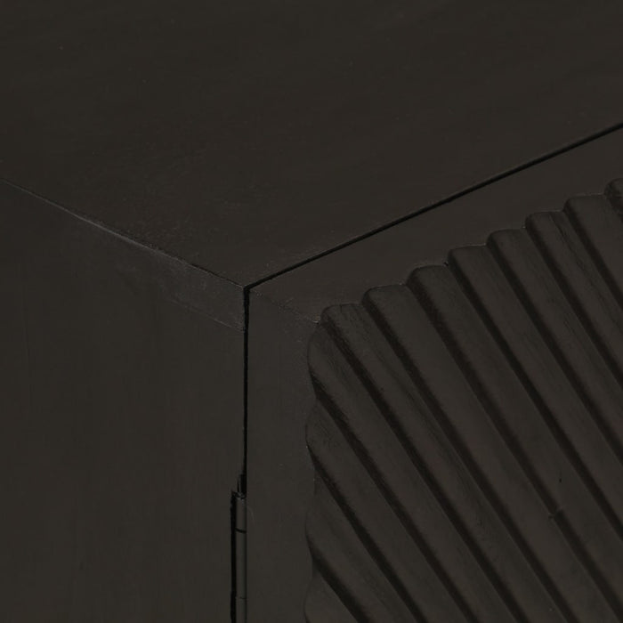 Credenza-Buffet-Armadio da cucina Nera 55x30x76 cm in Legno Massello di Mango e Ferro 465448